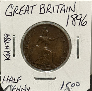 1896 GREAT BRITAIN HALF PENNY