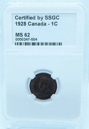 1928 1 CENT CANADA – MS 62 – GRADED (347-004)