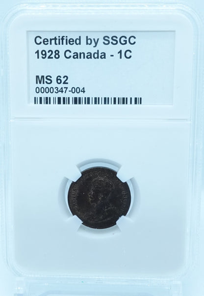 1928 1 CENT CANADA – MS 62 – GRADED (347-004)
