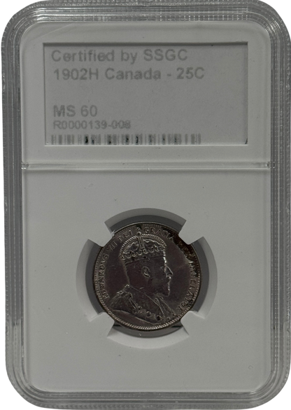 1902H 25 CENT CANADA – MS 60 - GRADED