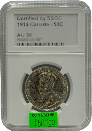 1913 50 CENT CANADA – AU 58 – GRADED