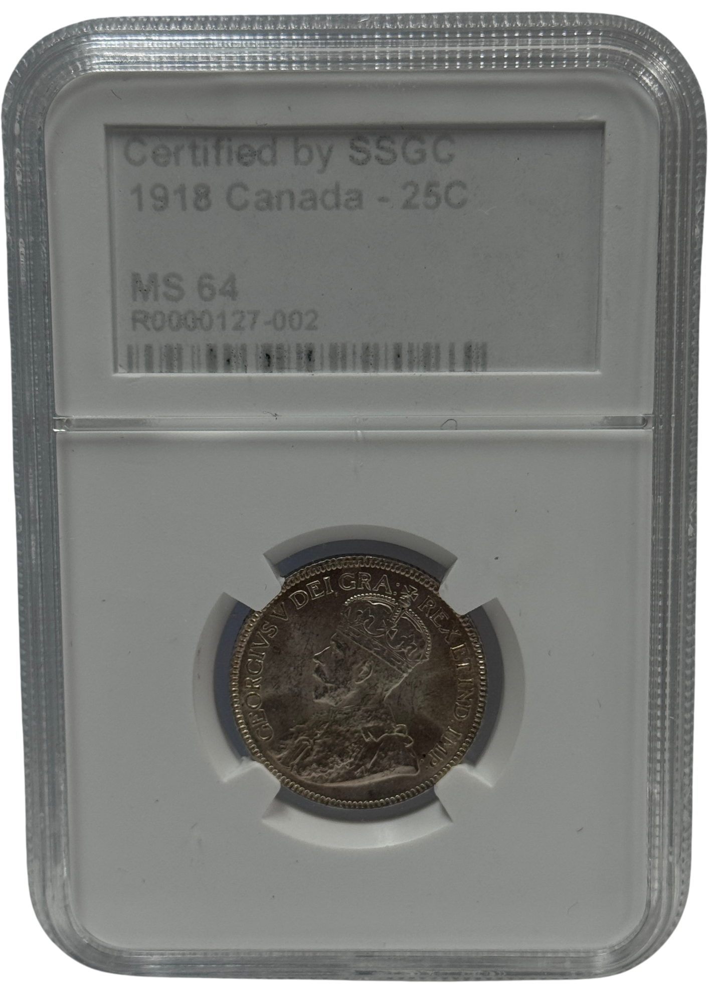 1918 25 CENT CANADA – MS 64 - GRADED