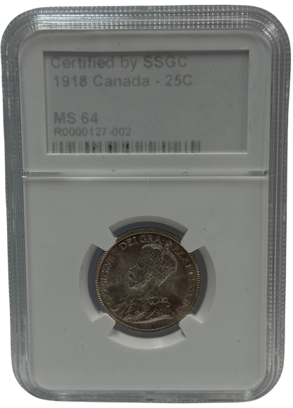 1918 25 CENT CANADA – MS 64 - GRADED