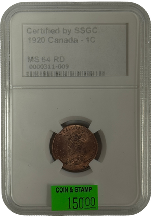 1920 1 CENT CANADA – MS 64 RD – GRADED