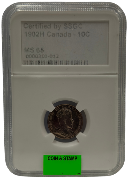 1902H 10 CENT CANADA – MS 65 – GRADED