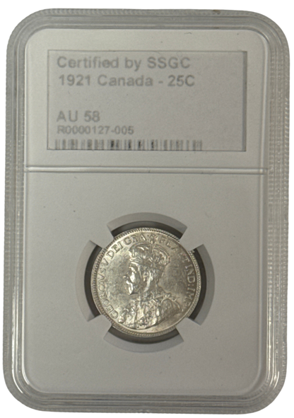 1921 25 CENT CANADA – AU 58 - GRADED