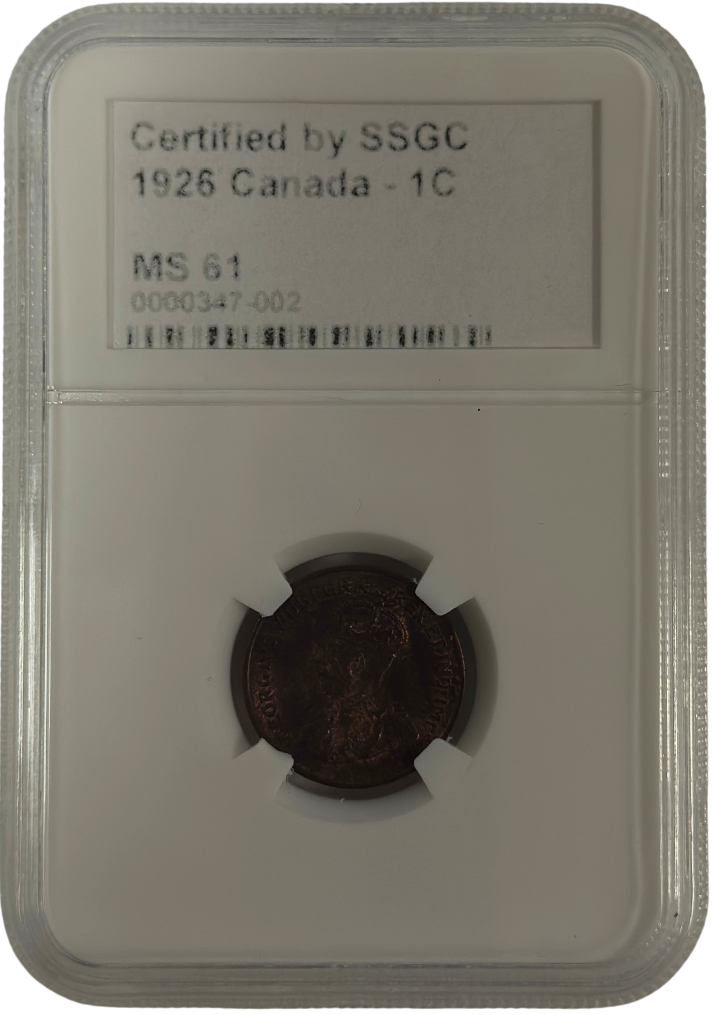 1926 1 CENT CANADA – MS 61 – GRADED (347-002)