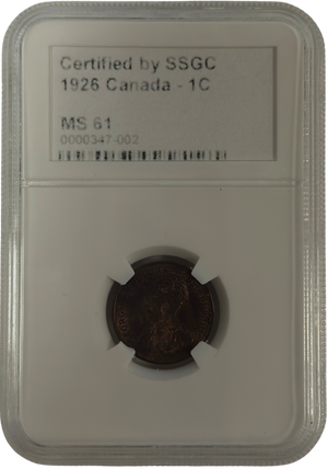 1926 1 CENT CANADA – MS 61 – GRADED (347-002)