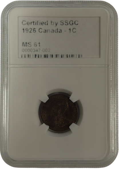 1926 1 CENT CANADA – MS 61 – GRADED (347-002)