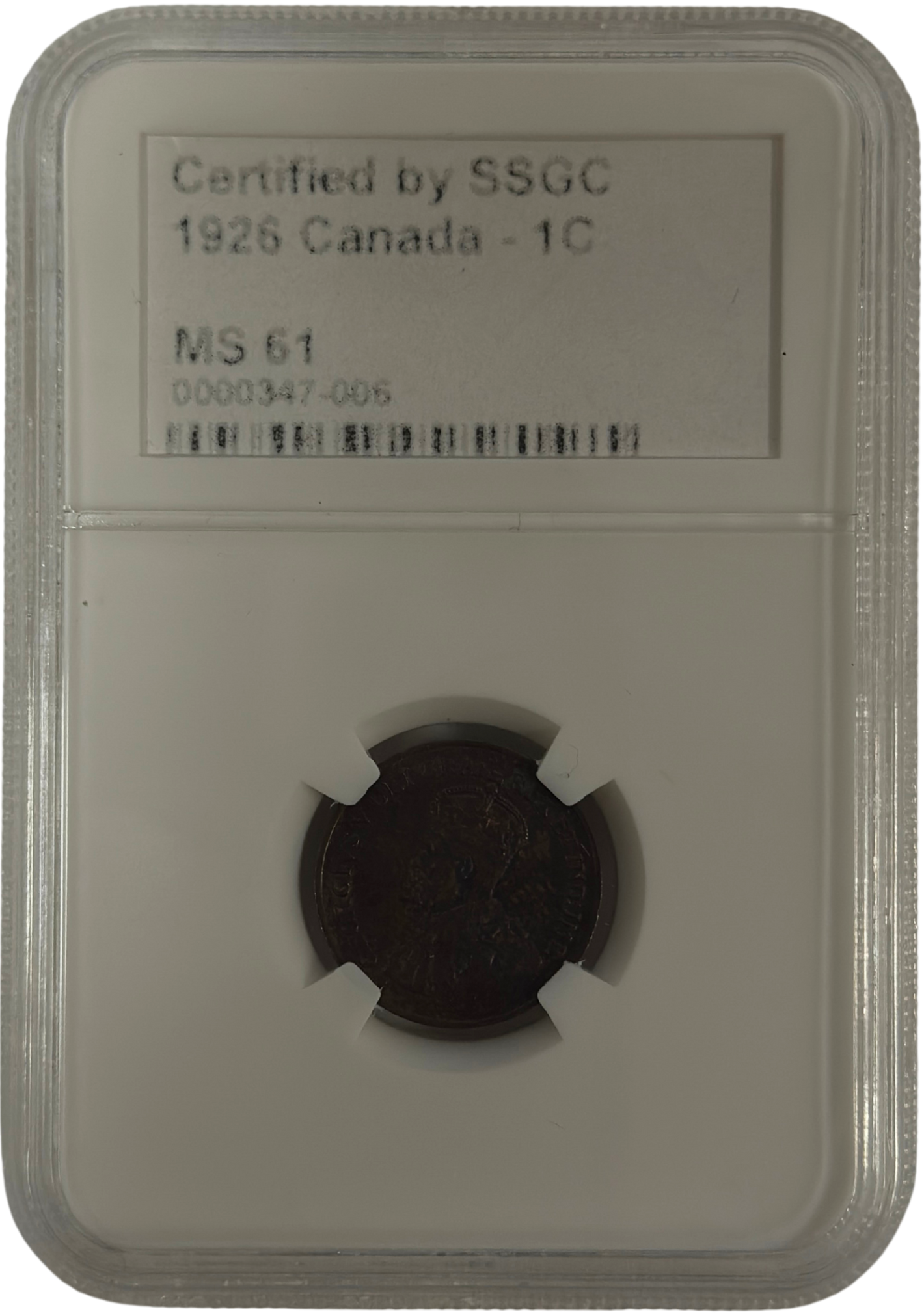1926 1 CENT CANADA – MS 61 – GRADED (347-006)
