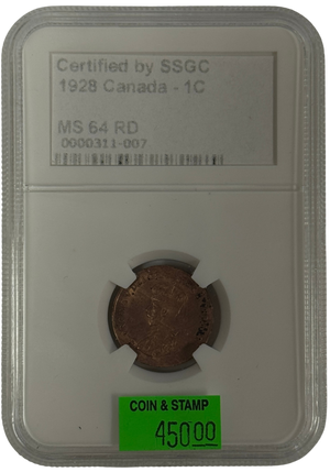 1928 1 CENT CANADA – MS 64 RD – GRADED