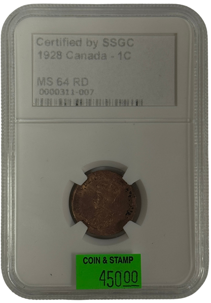 1928 1 CENT CANADA – MS 64 RD – GRADED