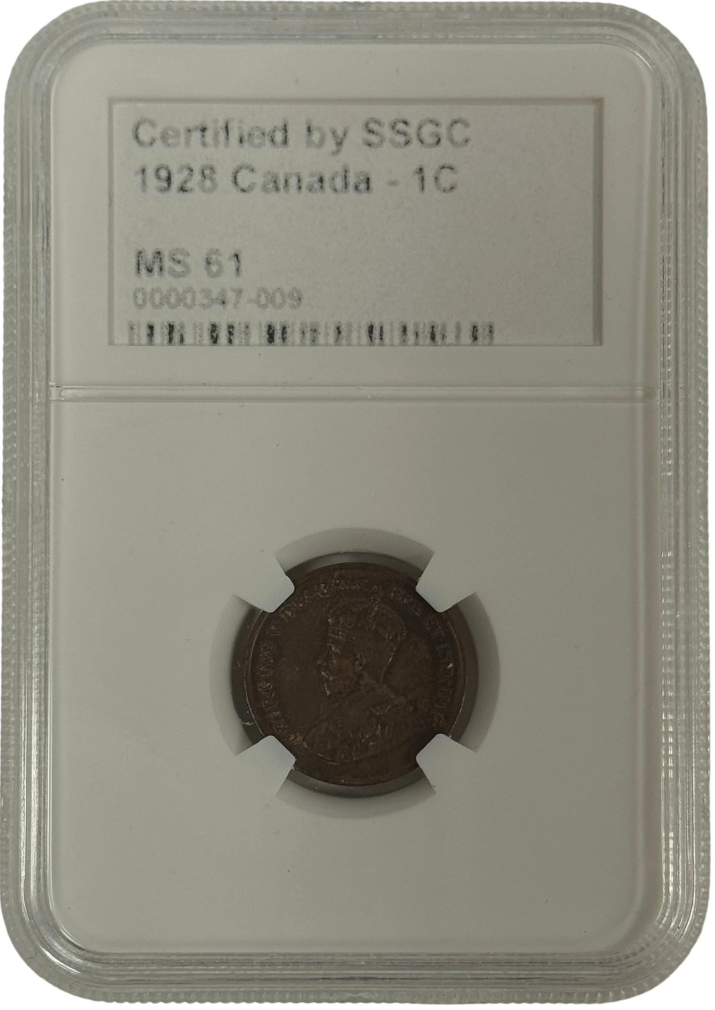 1928 1 CENT CANADA – MS 61 – GRADED (347-009)