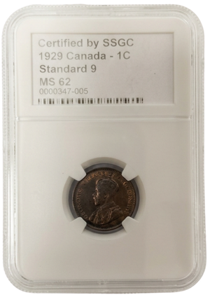 1929 1 CENT CANADA STANDARD 9 – MS 62 – GRADED (347-005)