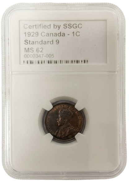 1929 1 CENT CANADA STANDARD 9 – MS 62 – GRADED (347-005)