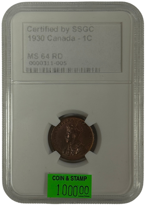 1930 1 CENT CANADA – MS 64 RD – GRADED