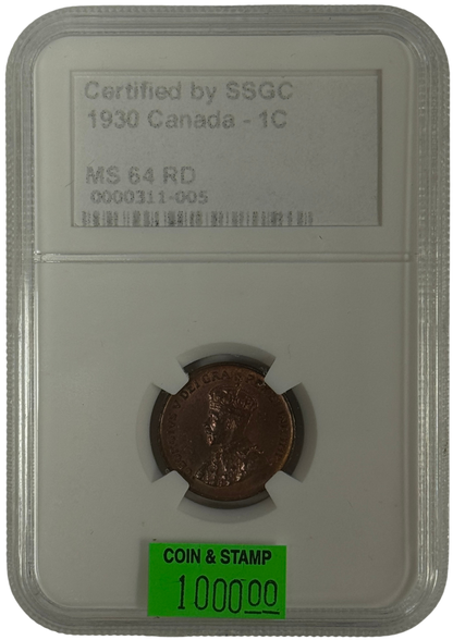 1930 1 CENT CANADA – MS 64 RD – GRADED