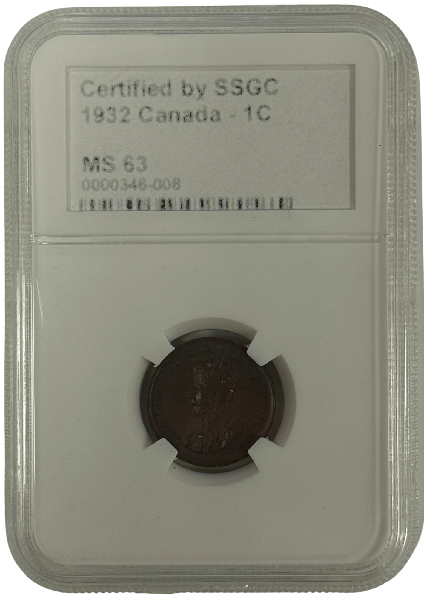 1932 1 CENT CANADA – MS 63 – GRADED (346-008)