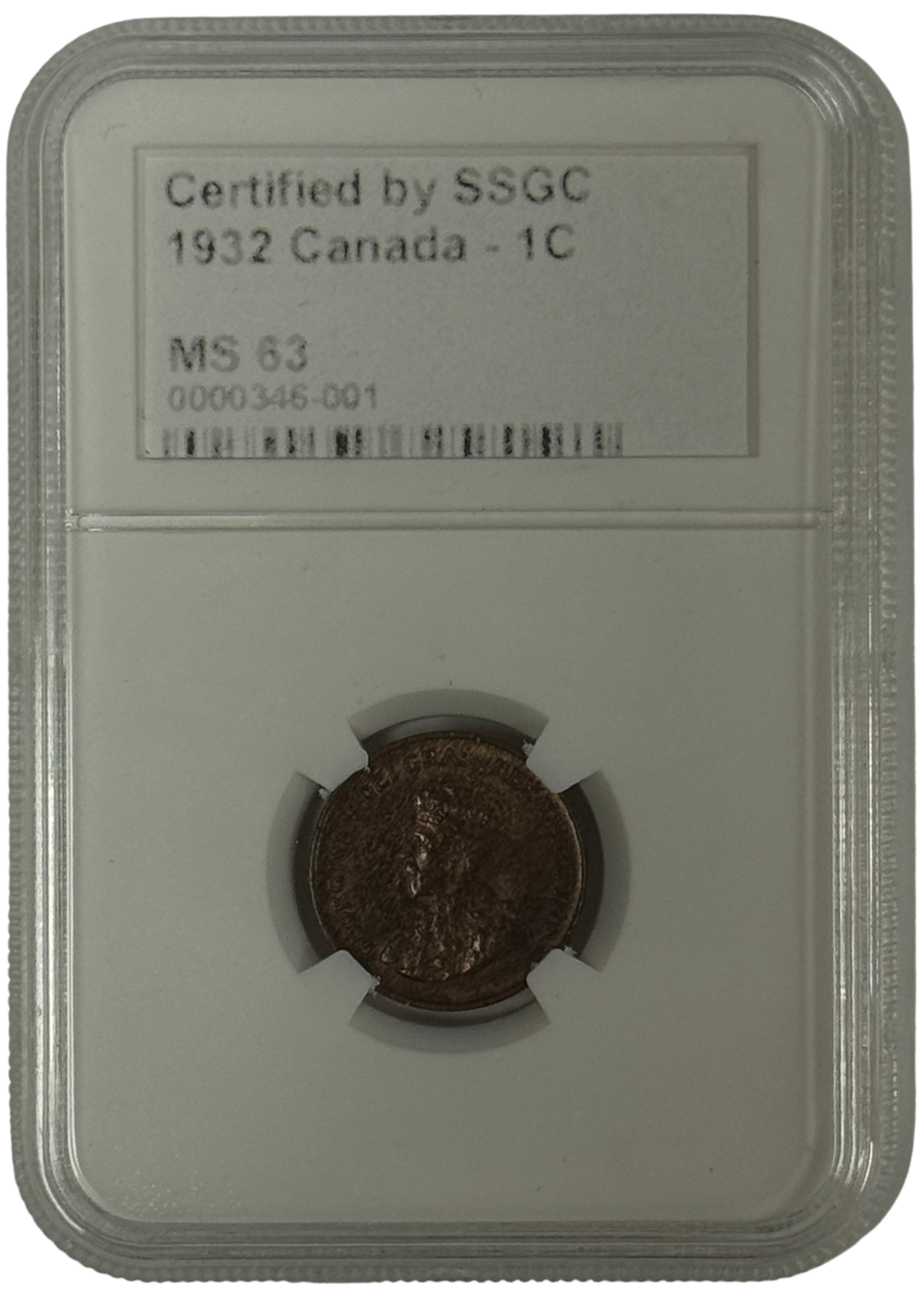 1932 1 CENT CANADA – MS 63 – GRADED (346-001)