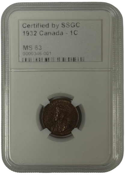 1932 1 CENT CANADA – MS 63 – GRADED (346-001)