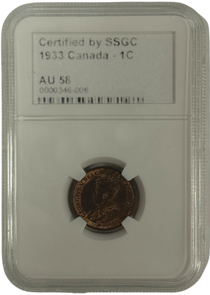 1933 1 CENT CANADA – AU 58 – GRADED (346-006)