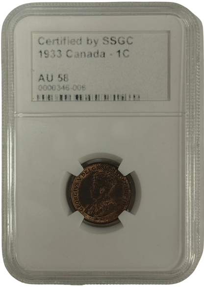 1933 1 CENT CANADA – AU 58 – GRADED (346-006)