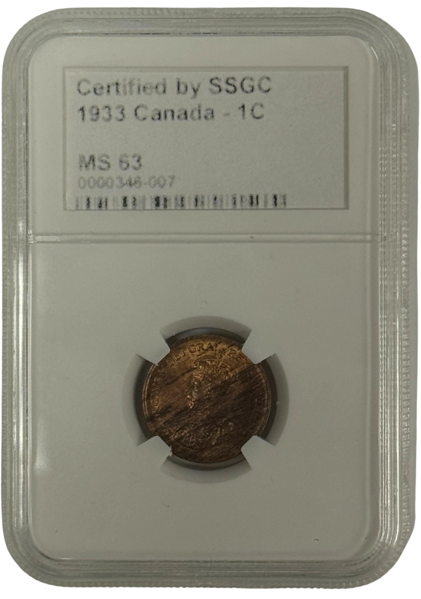 1933 1 CENT CANADA – MS 63 – GRADED (346-007)