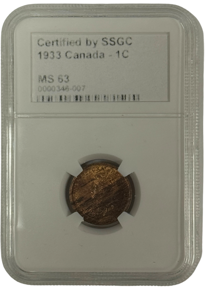 1933 1 CENT CANADA – MS 63 – GRADED (346-007)