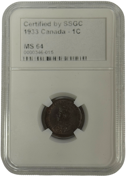 1933 1 CENT CANADA – MS 64 – GRADED (346-015)