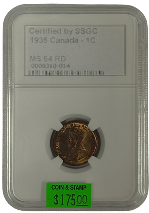 1935 1 CENT CANADA – MS 64 RD – GRADED