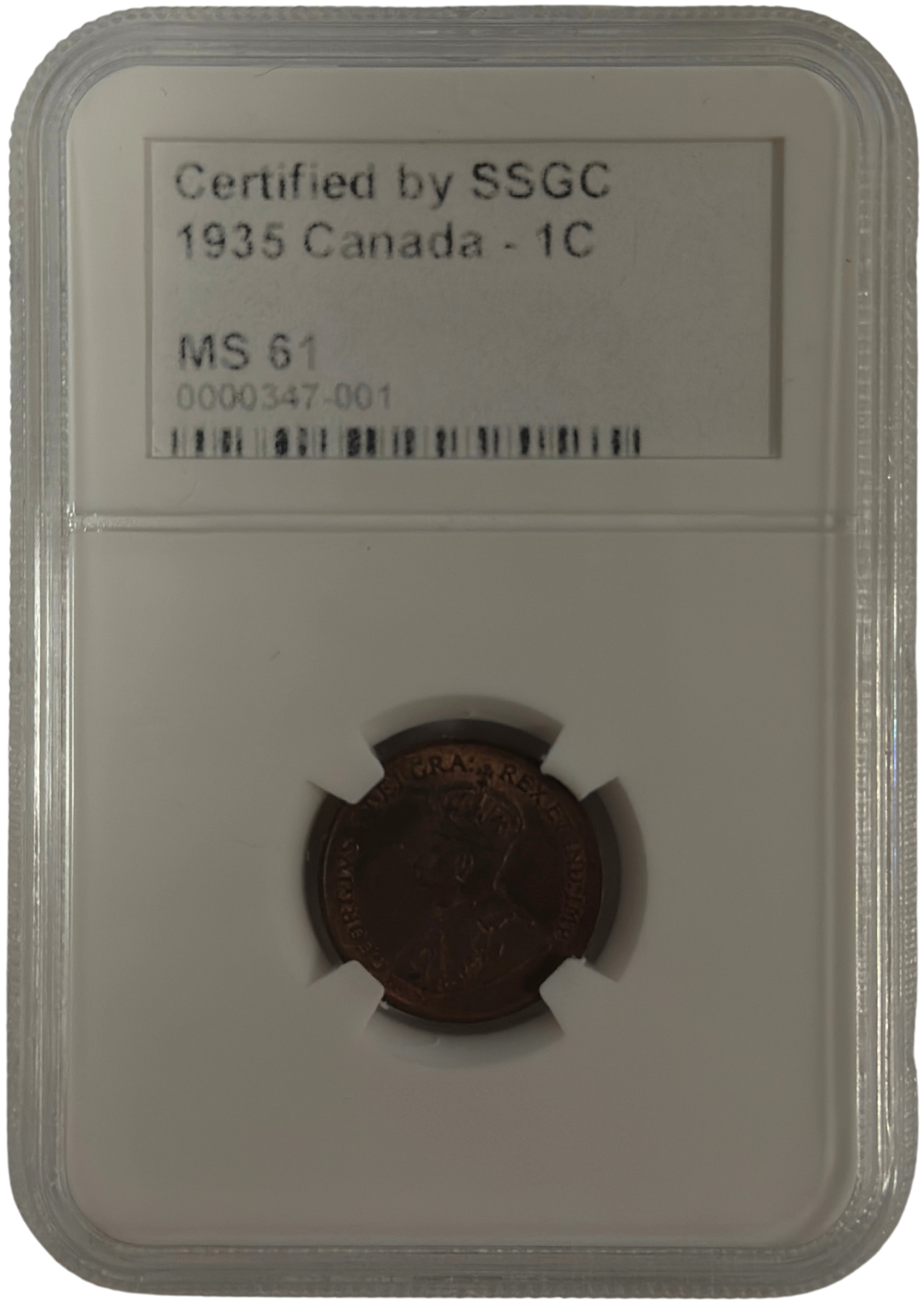 1935 1 CENT CANADA – MS 61 – GRADED (347-001)