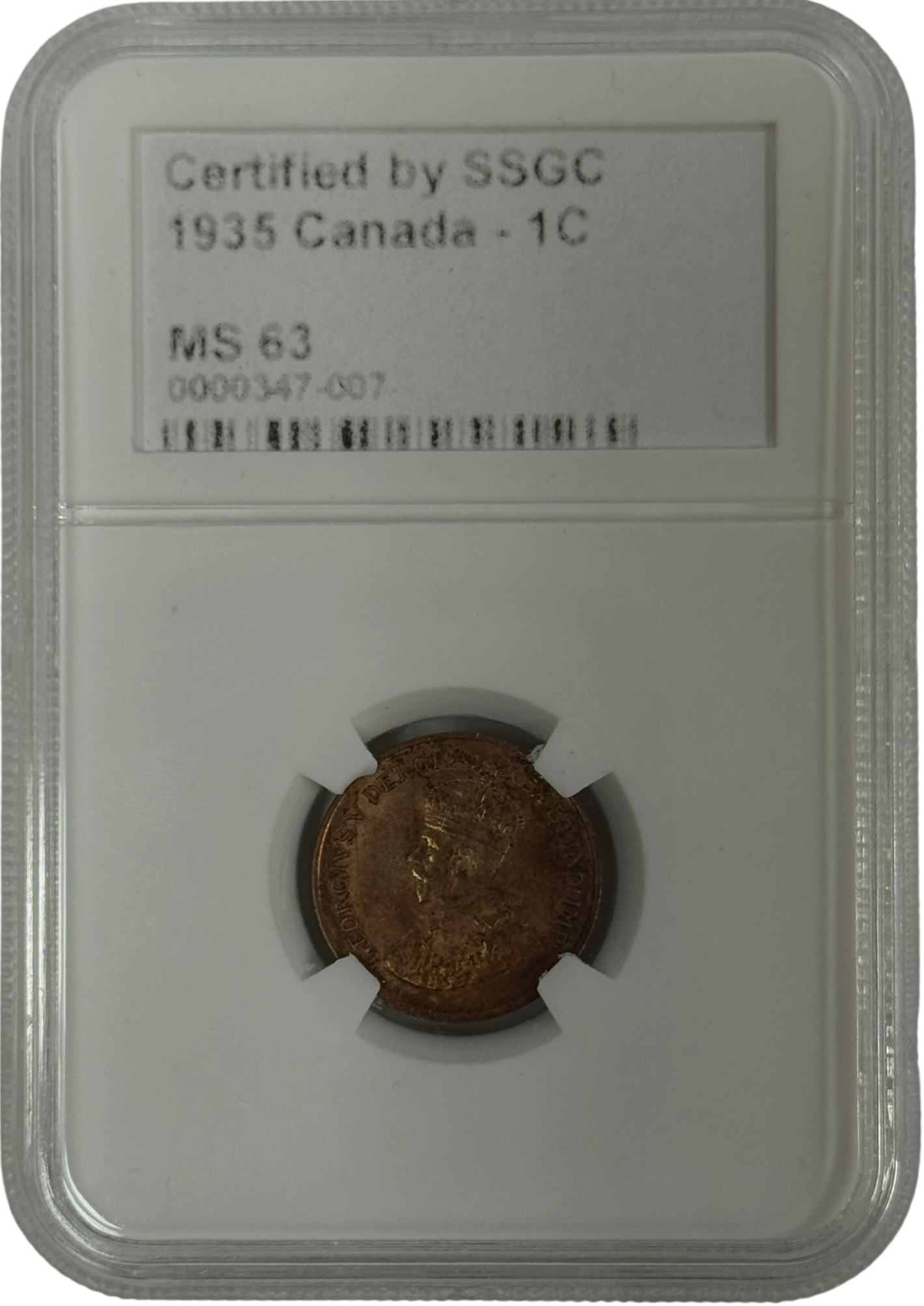 1935 1 CENT CANADA – MS 63 – GRADED (347-007)