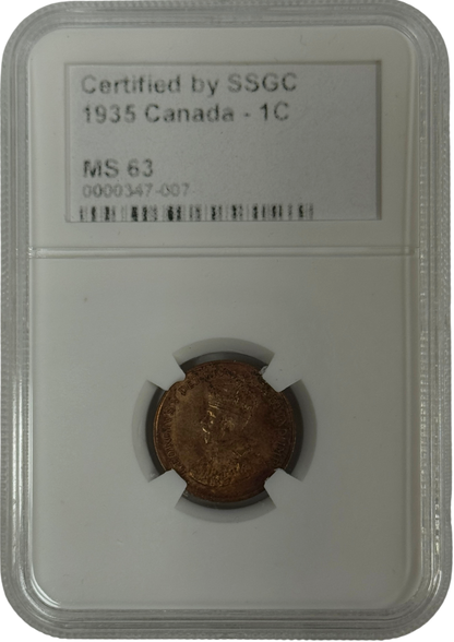 1935 1 CENT CANADA – MS 63 – GRADED (347-007)