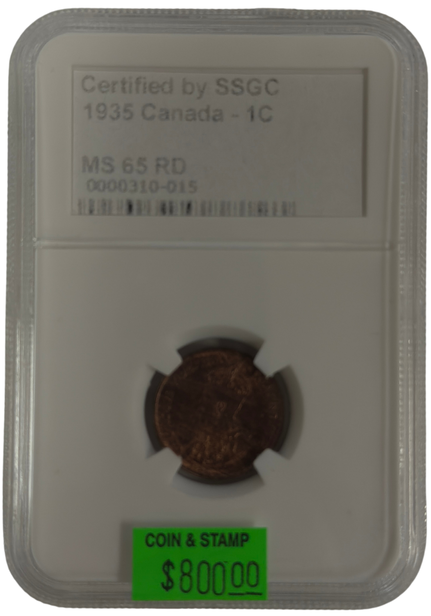 1935 1 CENT CANADA – MS 65 RD – GRADED