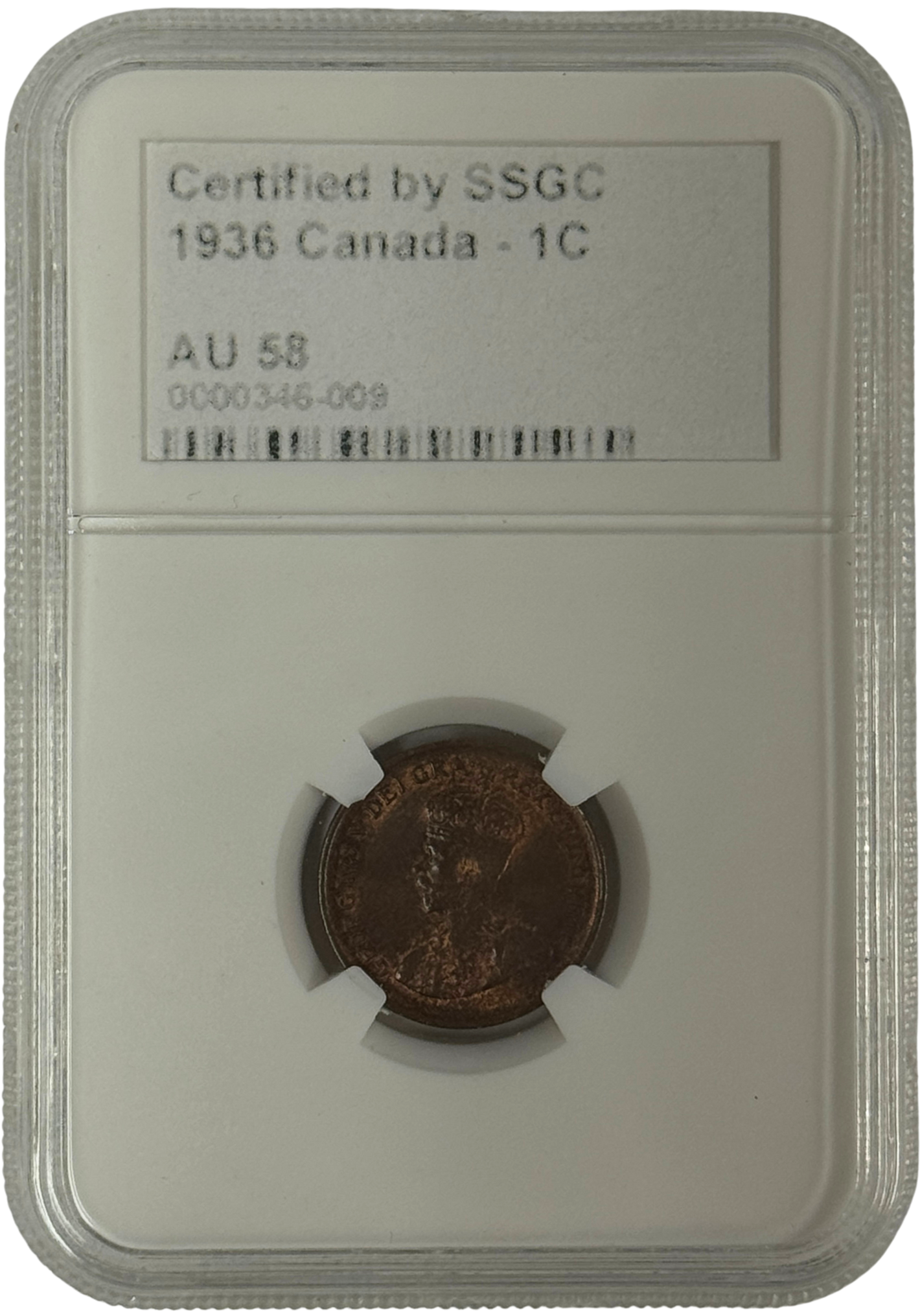 1936 1 CENT CANADA – AU 58 – GRADED (346-009)