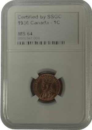 1936 1 CENT CANADA – MS 64 – GRADED (347-008)