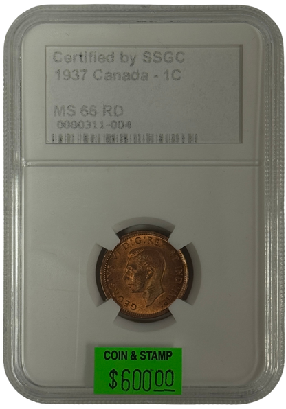 1937 1 CENT CANADA – MS 66 RD – GRADED