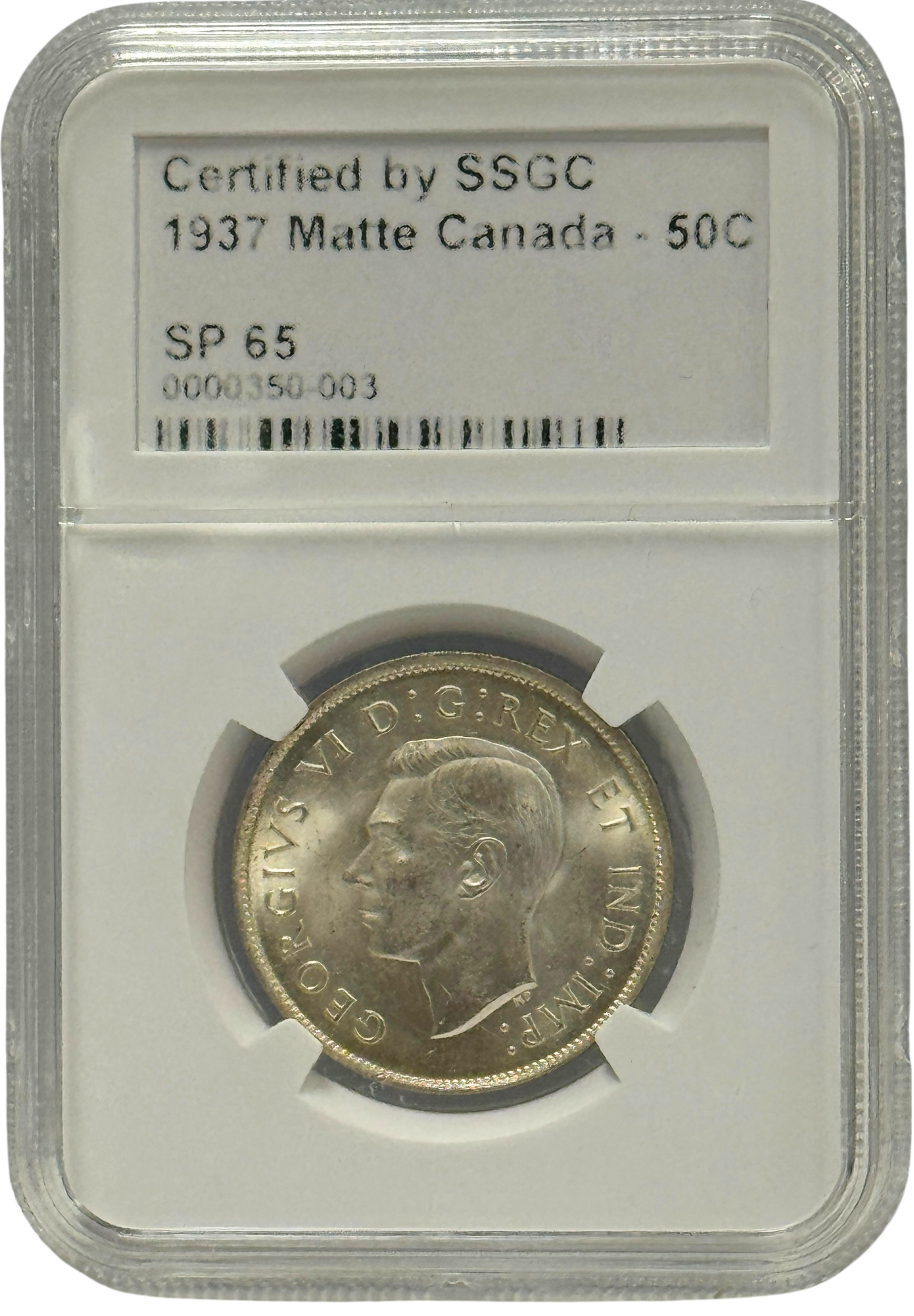 1937 50 CENT CANADA MATTE – SP 65 – GRADED (350-003)