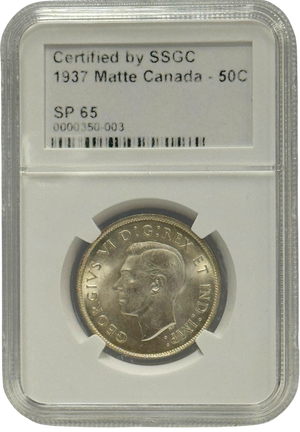 1937 50 CENT CANADA MATTE – SP 65 – GRADED (350-003)