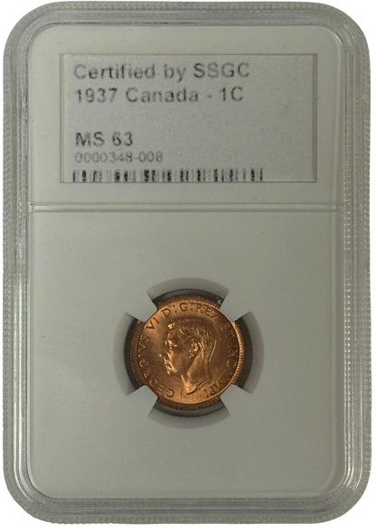 1937 1 CENT CANADA – MS 63 – GRADED (348-008)
