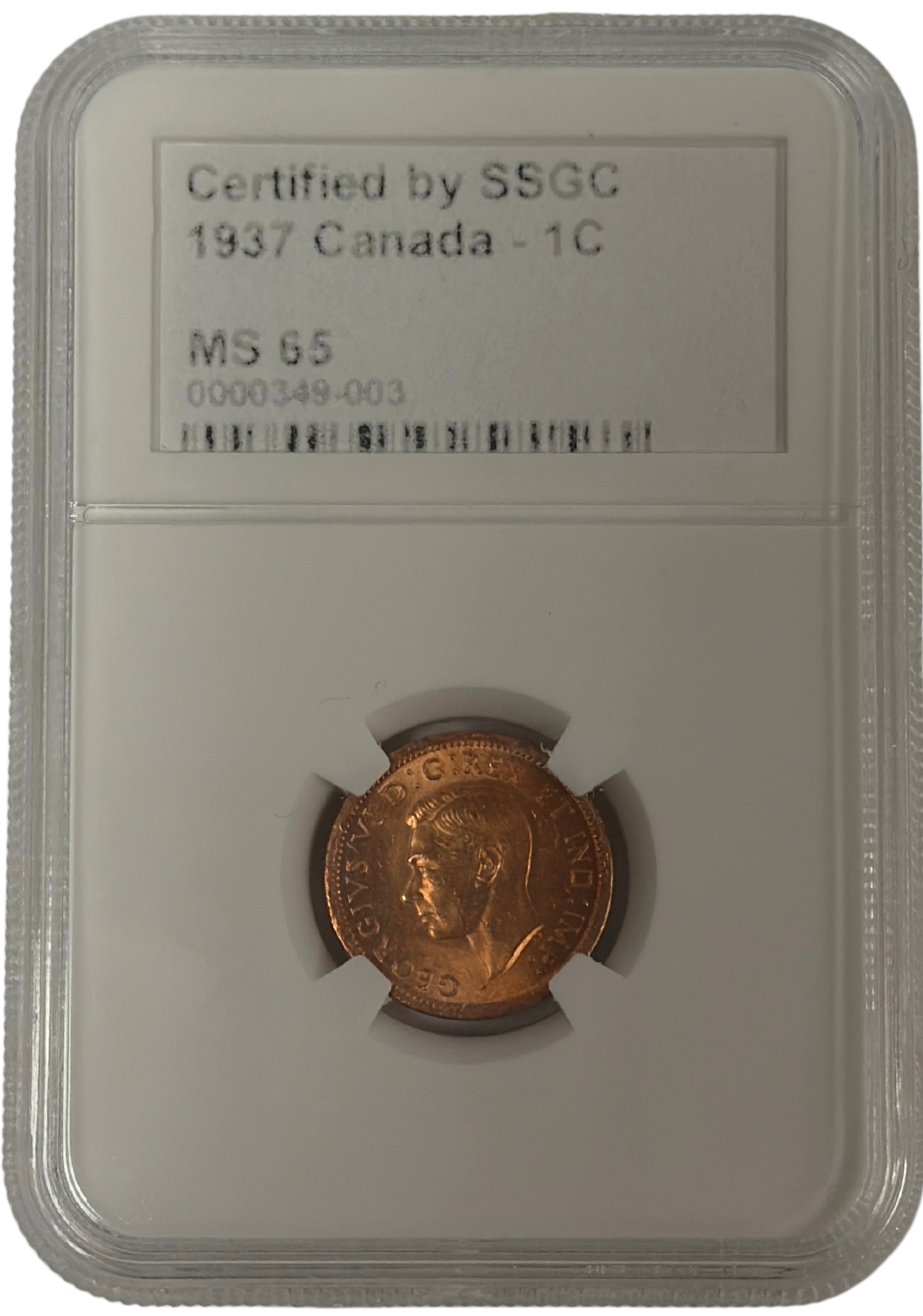 1937 1 CENT CANADA – MS 65 – GRADED (349-003)