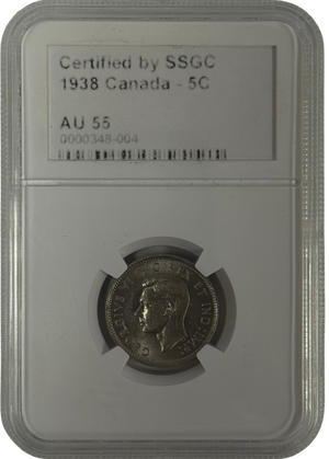 1938 5 CENT CANADA – AU 55 – GRADED (348-004)