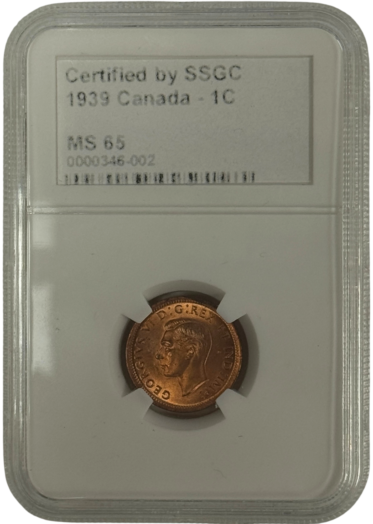 1939 1 CENT CANADA – MS 65 – GRADED (346-002)