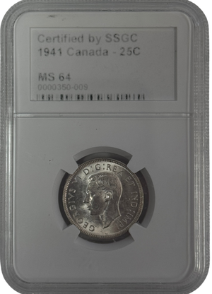 1941 25 CENT CANADA – MS 64 – GRADED (350-009)