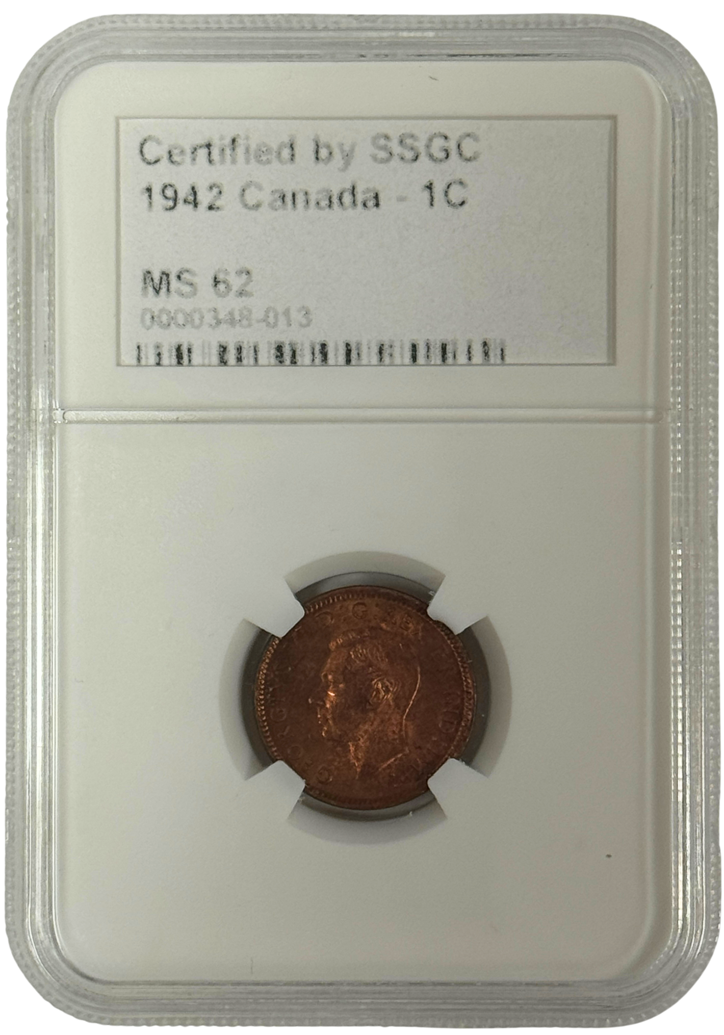 1942 1 CENT CANADA – MS 62 – GRADED (348-013)