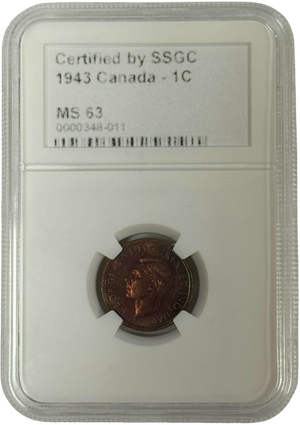 1943 1 CENT CANADA – MS 63 – GRADED (348-011)