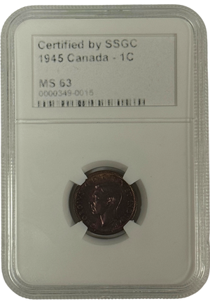 1945 1 CENT CANADA – MS 63 – GRADED (349-015)