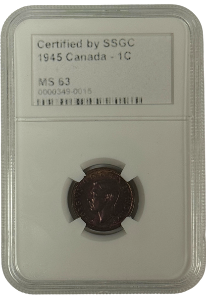 1945 1 CENT CANADA – MS 63 – GRADED (349-015)