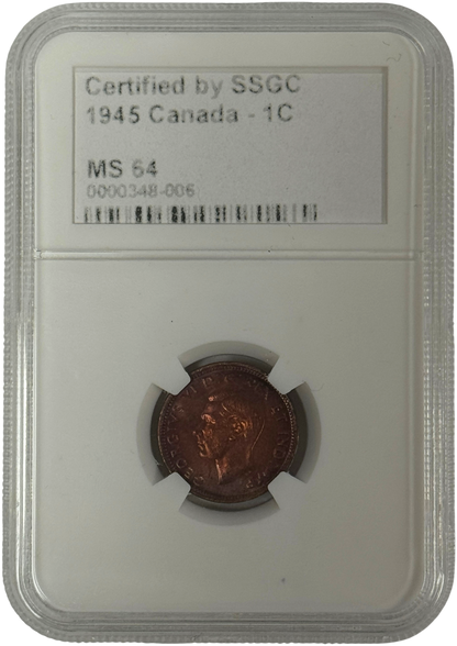 1945 1 CENT CANADA – MS 64 – GRADED (348-006)