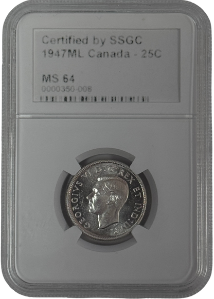 1947ML 25 CENT CANADA – MS 64 – GRADED (350-008)